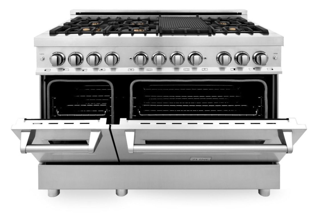 ZLINE 48-Inch Professional Gas Range with Electric Oven, Stainless Steel, Brass Burners (RA-BR-48)