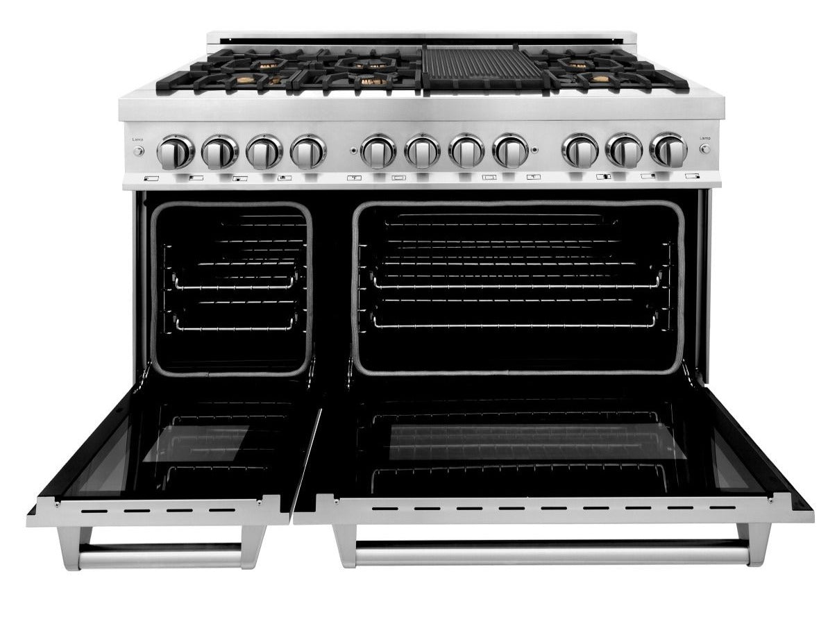 ZLINE 48-Inch Professional Gas Range with Electric Oven, Stainless Steel, Brass Burners (RA-BR-48)