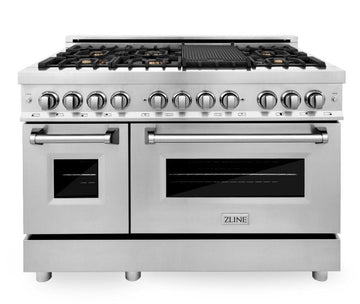 ZLINE 48-Inch Professional Gas Range with Electric Oven, Stainless Steel, Brass Burners (RA-BR-48)
