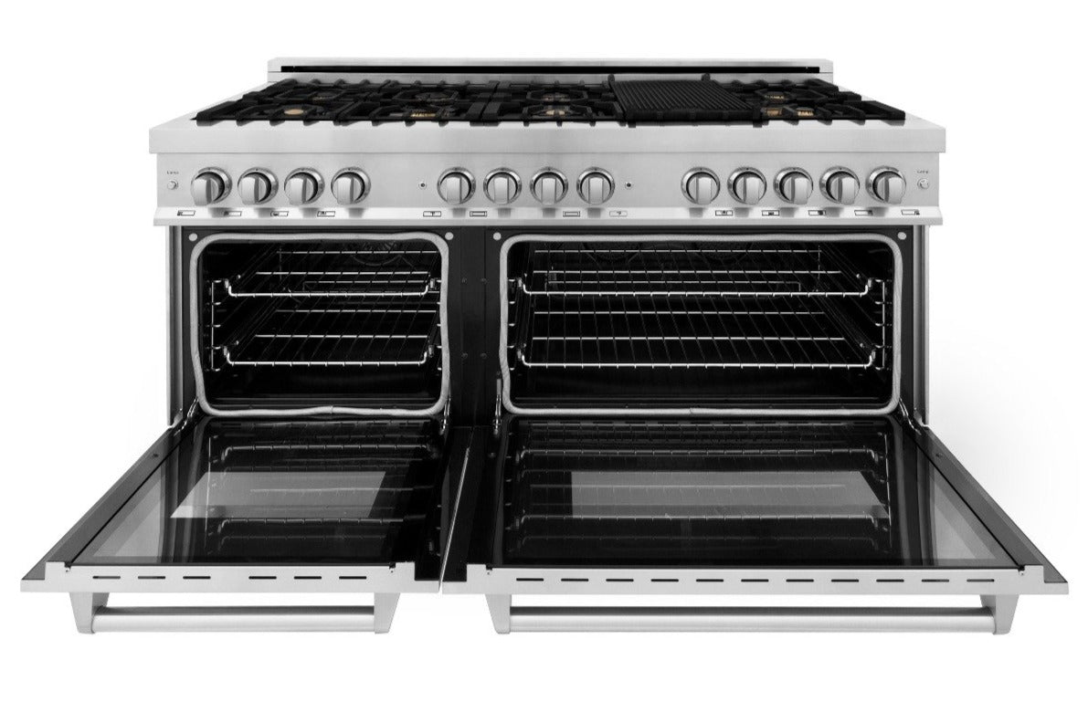 ZLINE 60 in. Professional Gas Range with Brass Burners and 7.6 cu. ft. Electric Oven in Stainless Steel (RA-BR-60)