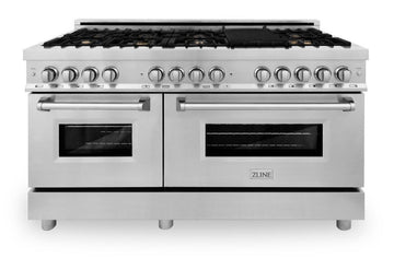 ZLINE 60 in. Professional Gas Range with Brass Burners and 7.6 cu. ft. Electric Oven in Stainless Steel (RA-BR-60)
