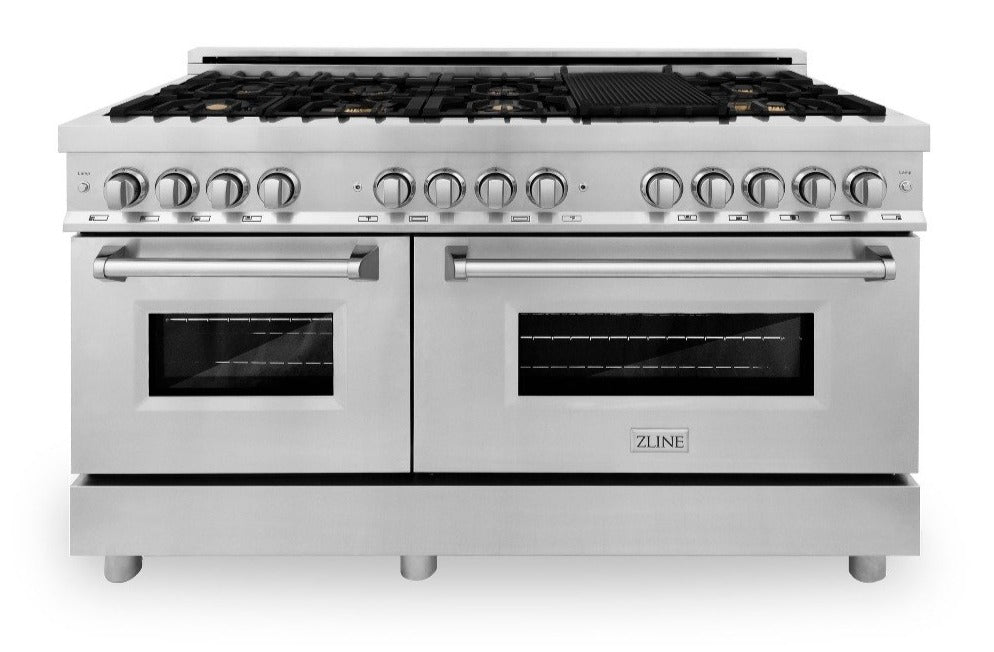 ZLINE 60 in. Professional Gas Range with Brass Burners and 7.6 cu. ft. Electric Oven in Stainless Steel (RA-BR-60)
