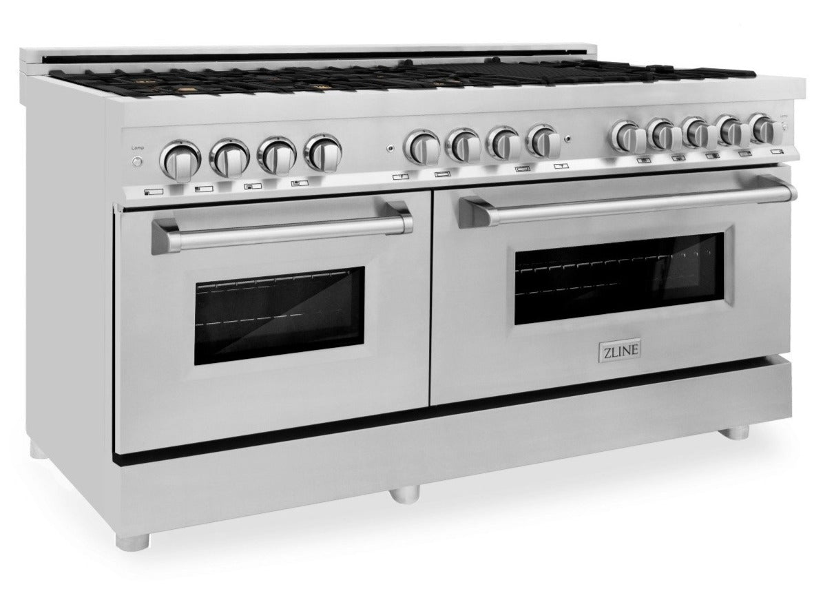 ZLINE 60 in. Professional Gas Range with Brass Burners and 7.6 cu. ft. Electric Oven in Stainless Steel (RA-BR-60)