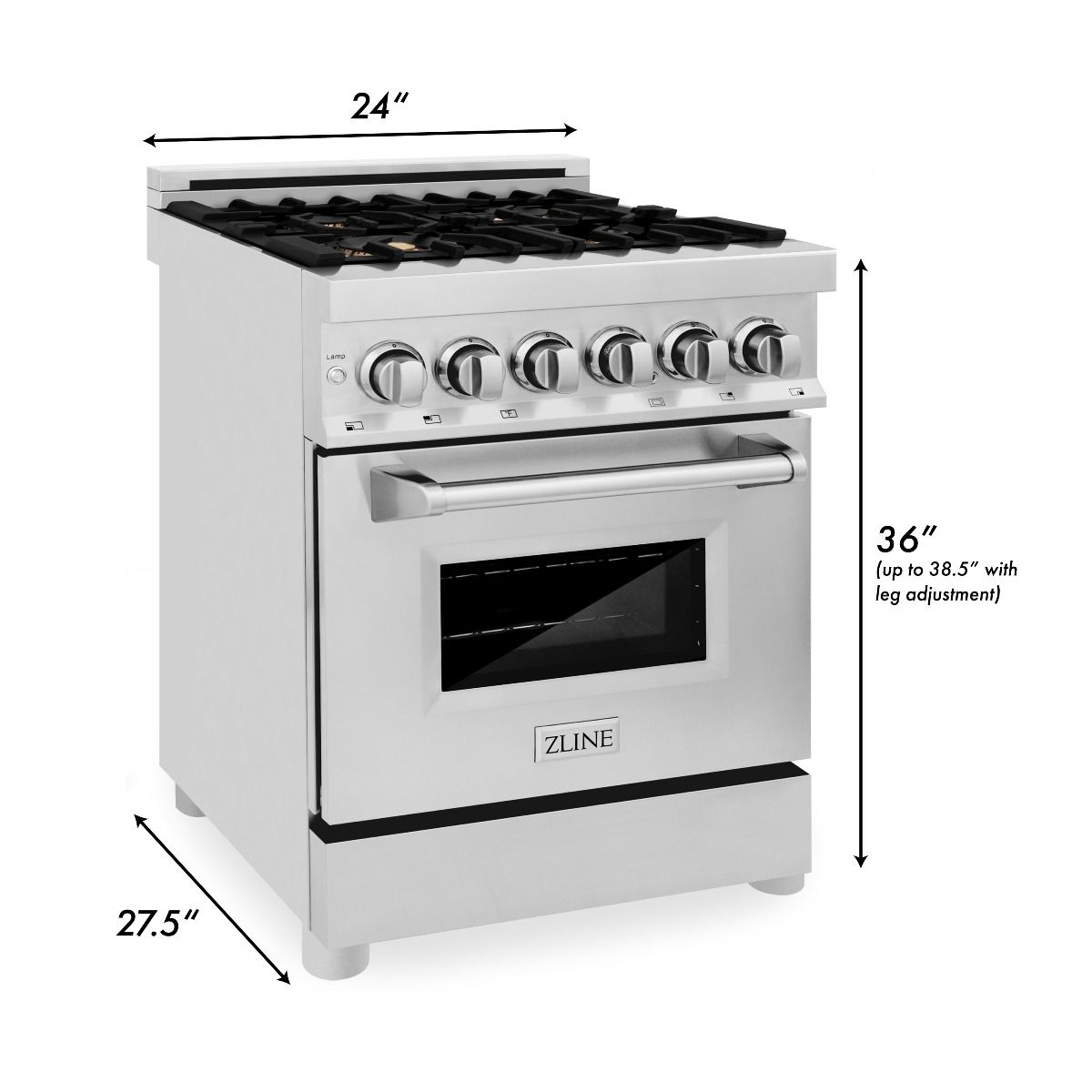 ZLINE 24 in. Dual Fuel Range with Gas Burners and Electric Oven in Stainless Steel with Brass Burners (RA-BR-24)