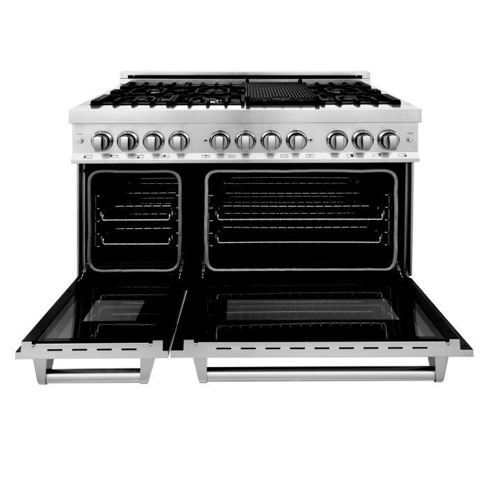 ZLINE 48-Inch Professional Dual Fuel Range with Gas Cooktop and Electric Convection Oven in Stainless Steel (RA48)