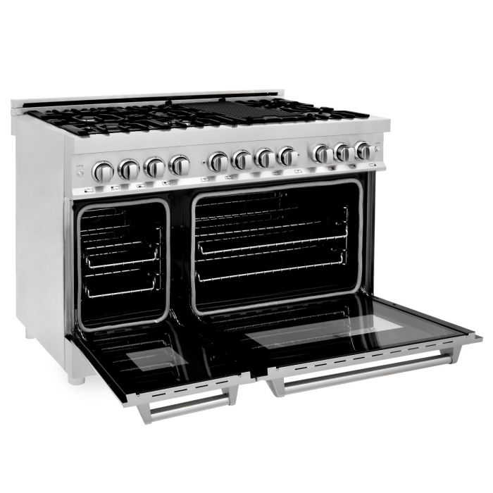 ZLINE 48-Inch Professional Dual Fuel Range with Gas Cooktop and Electric Convection Oven in Stainless Steel (RA48)