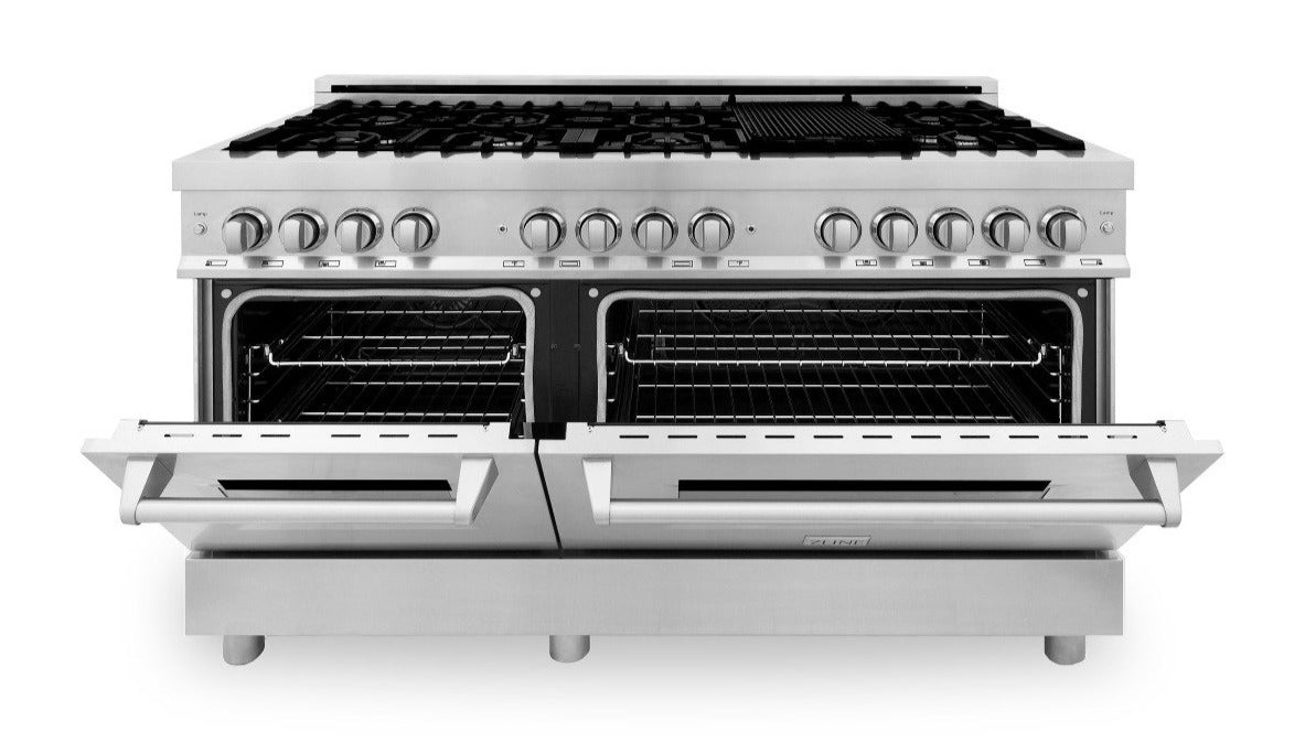 ZLINE 60" Professional Dual Fuel Range with Gas Cooktop and 7.4 cu. ft. Electric Oven in Stainless Steel (RA60)