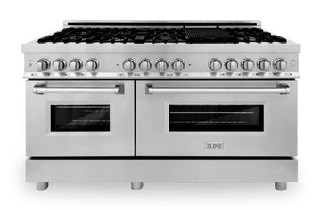 ZLINE 60" Professional Dual Fuel Range with Gas Cooktop and 7.4 cu. ft. Electric Oven in Stainless Steel (RA60)