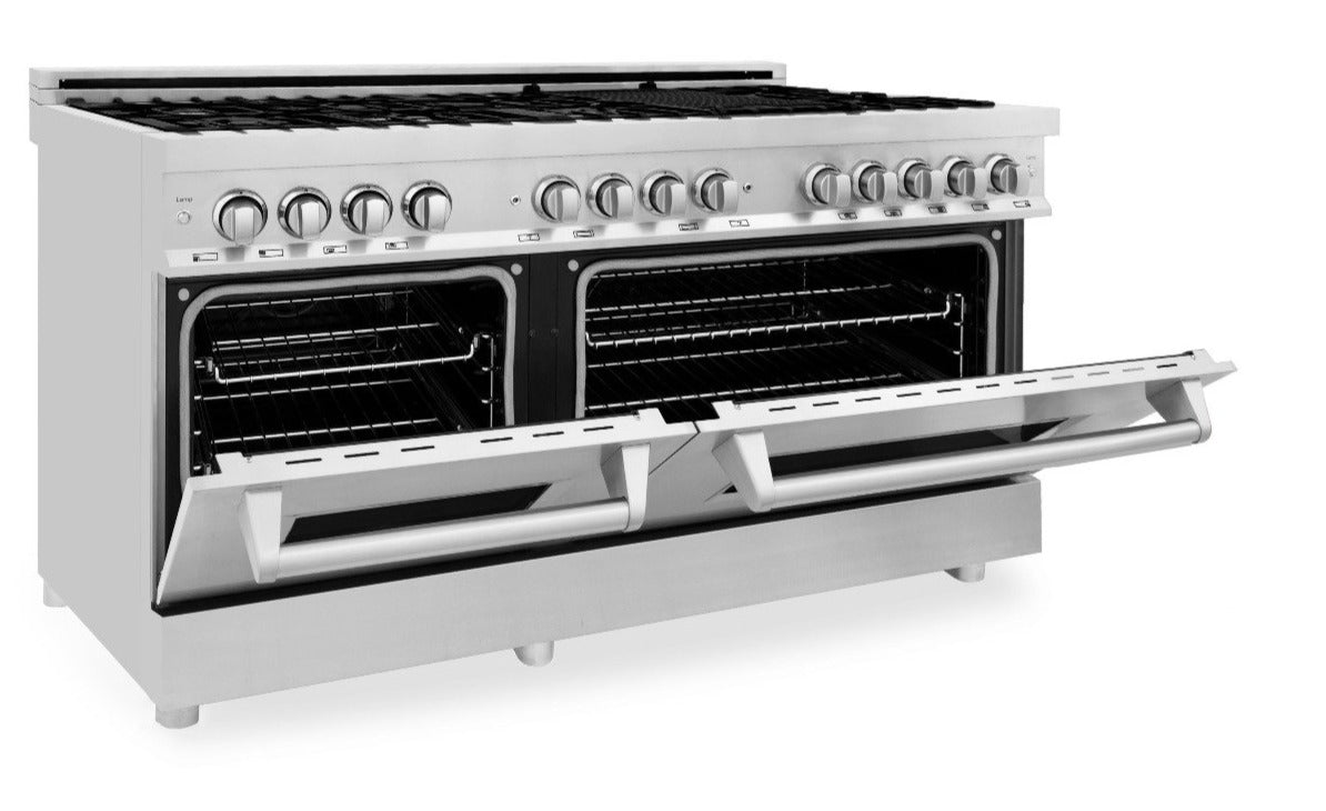 ZLINE 60" Professional Dual Fuel Range with Gas Cooktop and 7.4 cu. ft. Electric Oven in Stainless Steel (RA60)