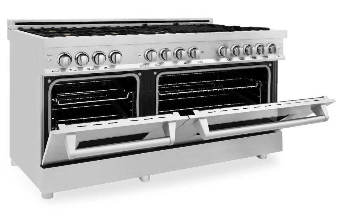 ZLINE 60 in. Professional Gas Range with Brass Burners and 7.6 cu. ft. Electric Oven in Stainless Steel (RA-BR-60)