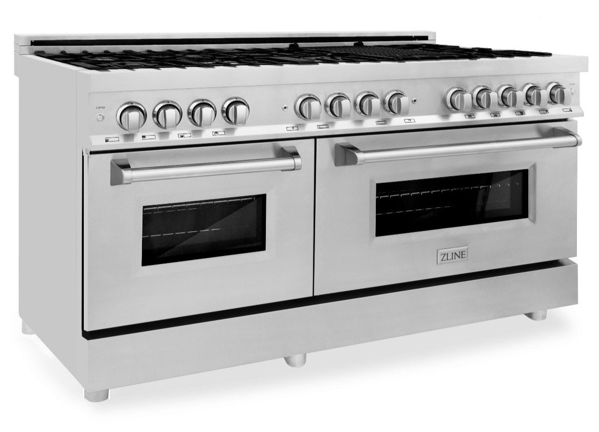 ZLINE 60" Professional Dual Fuel Range with Gas Cooktop and 7.4 cu. ft. Electric Oven in Stainless Steel (RA60)