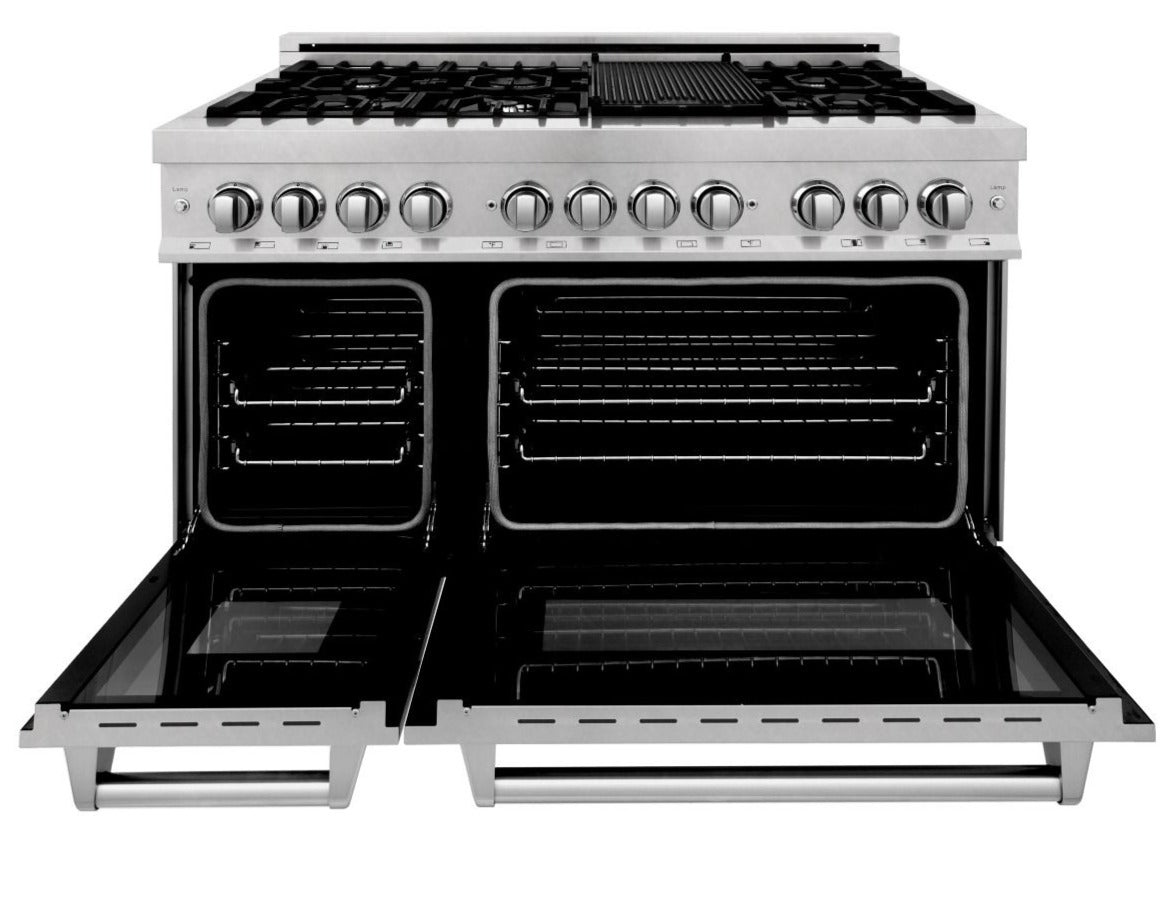 ZLINE Legacy 48-Inch Dual Fuel Range with 7 Gas Burners and Double Electric Ovens, Satin Stainless Steel (RAS-SN-48)