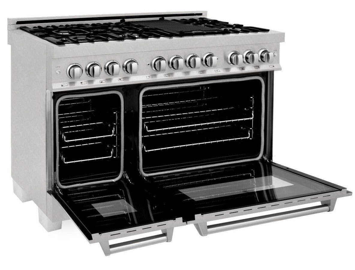 ZLINE Legacy 48-Inch Dual Fuel Range with 7 Gas Burners and Double Electric Ovens, Satin Stainless Steel (RAS-SN-48)
