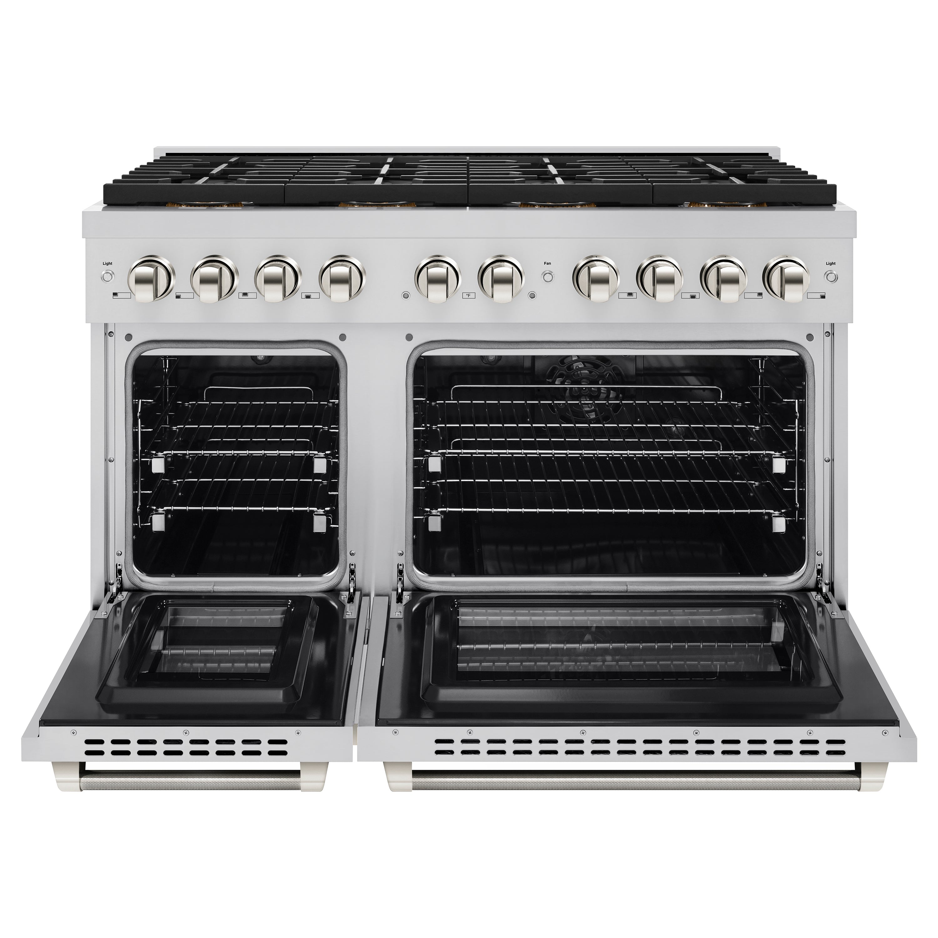 ZLINE 48 in. Dual Fuel Range 6.7 cu. ft. 8 Burner DuoPro Cooktop Dual Ovens Stainless Steel Polished Nickel Handles (PSDRZ-48-KPN)