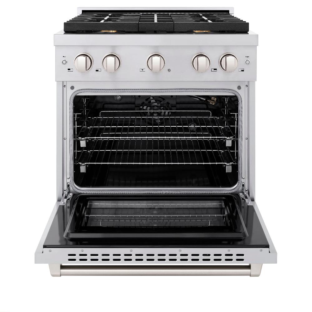 ZLINE Paramount 30 in. Dual Fuel Range with 4 Brass Burners and 4.2 cu. ft. Electric Convection Oven in Stainless Steel, Model SDR-BR-30