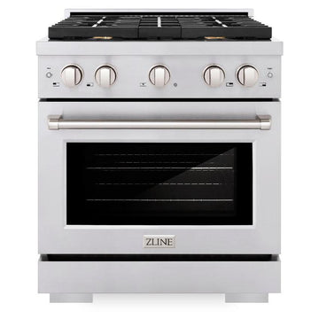 ZLINE Paramount 30 in. Dual Fuel Range with 4 Brass Burners and 4.2 cu. ft. Electric Convection Oven in Stainless Steel, Model SDR-BR-30