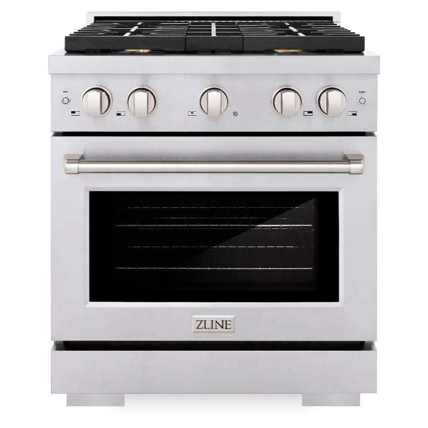 ZLINE Paramount 30 in. Dual Fuel Range with 4 Brass Burners and 4.2 cu. ft. Electric Convection Oven in Stainless Steel, Model SDR-BR-30