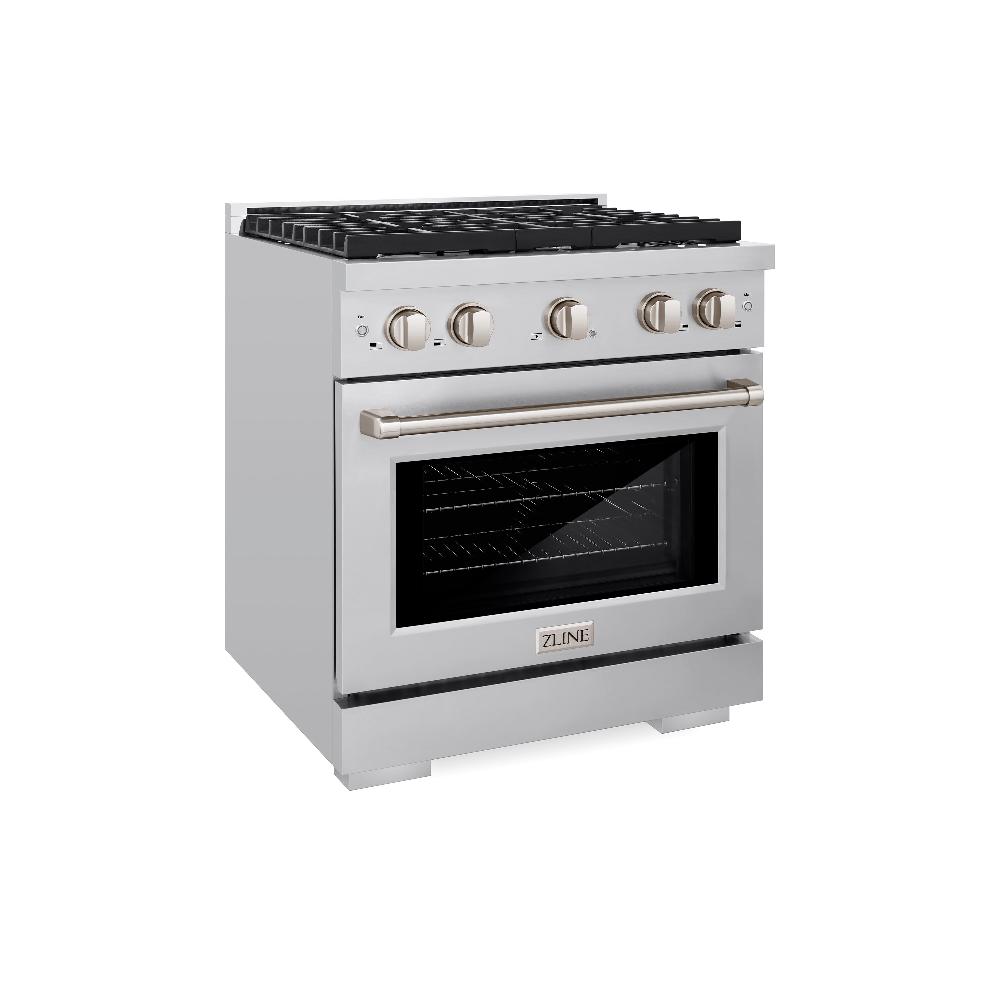 ZLINE Paramount 30 in. Dual Fuel Range with 4 Brass Burners and 4.2 cu. ft. Electric Convection Oven in Stainless Steel, Model SDR-BR-30