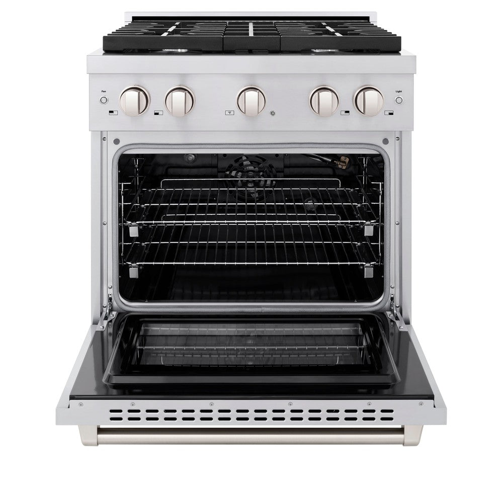 ZLINE 30-Inch Paramount Dual Fuel Range with 4 Gas Burners and 4.2 cu. ft. Electric Convection Oven, Stainless Steel, MODEL SDR30