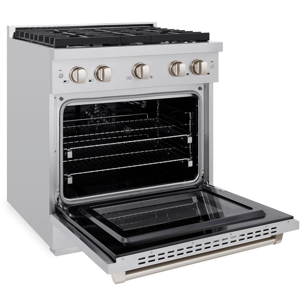 ZLINE 30-Inch Paramount Dual Fuel Range with 4 Gas Burners and 4.2 cu. ft. Electric Convection Oven, Stainless Steel, MODEL SDR30