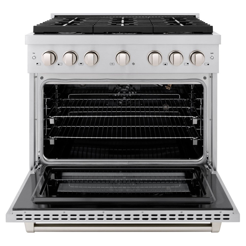 ZLINE Paramount 36 in. Dual Fuel Range, 5.2 cu. ft. Electric Convection Oven, 6 Gas Burners, Stainless Steel (SDR36)