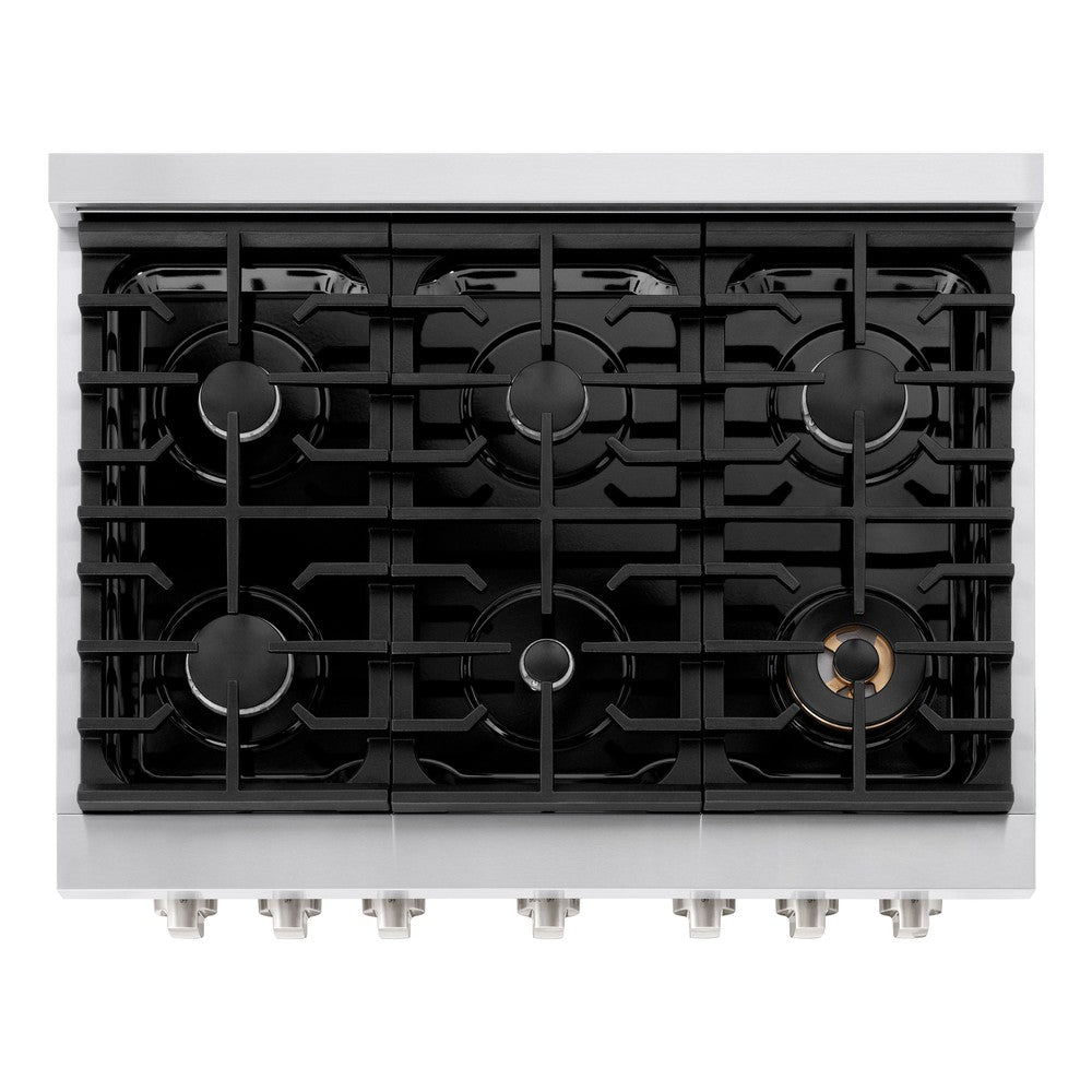 ZLINE Paramount 36 in. Dual Fuel Range, 5.2 cu. ft. Electric Convection Oven, 6 Gas Burners, Stainless Steel (SDR36)