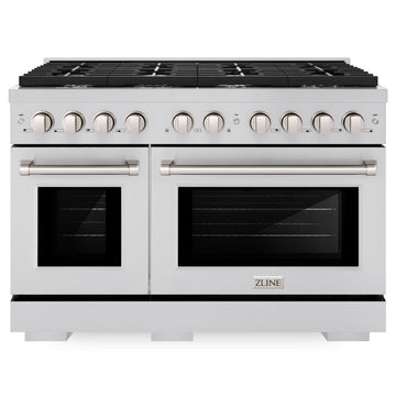 ZLINE 48 in. 6.7 cu. ft. Paramount Double Oven Dual Fuel Range with 8 Gas Burners, Stainless Steel (SDR48)