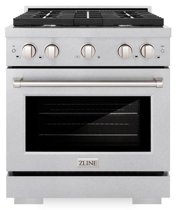 ZLINE Paramount 30 in. Dual Fuel Range with 4 Burner Gas Cooktop and Electric Convection Oven, 4.2 cu. ft., Satin Stainless Steel (SDRS-30)