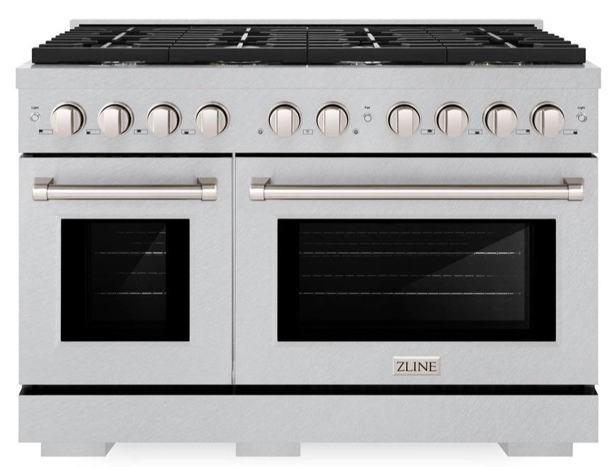 ZLINE 48-Inch Paramount Dual Fuel Range, Double Oven, 8 Gas Burners, 6.7 cu. ft., Satin Stainless Steel (SDRS-48)