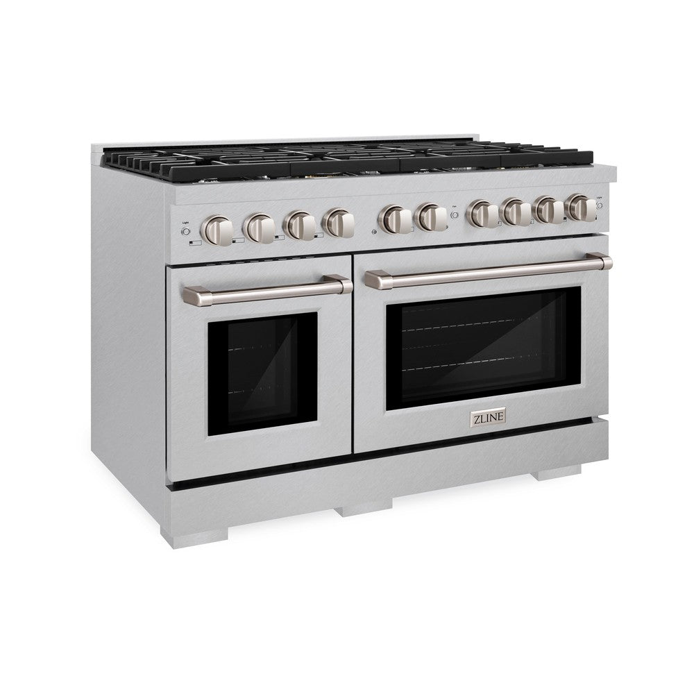 ZLINE 48-Inch Paramount Dual Fuel Range, Double Oven, 8 Gas Burners, 6.7 cu. ft., Satin Stainless Steel (SDRS-48)