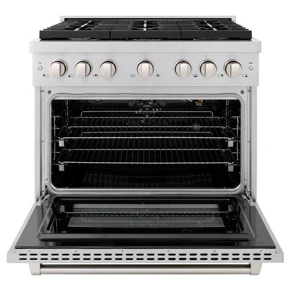 ZLINE Paramount 36 Inch Gas Range with Convection Oven and 6 Brass Burners, Stainless Steel (SGR-BR-36)