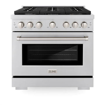 ZLINE Paramount 36 Inch Gas Range with Convection Oven and 6 Brass Burners, Stainless Steel (SGR-BR-36)
