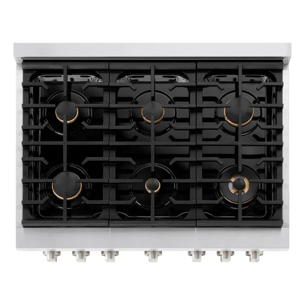 ZLINE Paramount 36 Inch Gas Range with Convection Oven and 6 Brass Burners, Stainless Steel (SGR-BR-36)