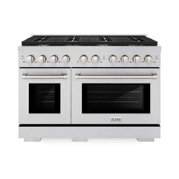 ZLINE Paramount 48 in. Gas Range with Convection Oven, 8 Brass Burners, 6.7 cu. ft. Capacity, Stainless Steel (SGR-BR-48)