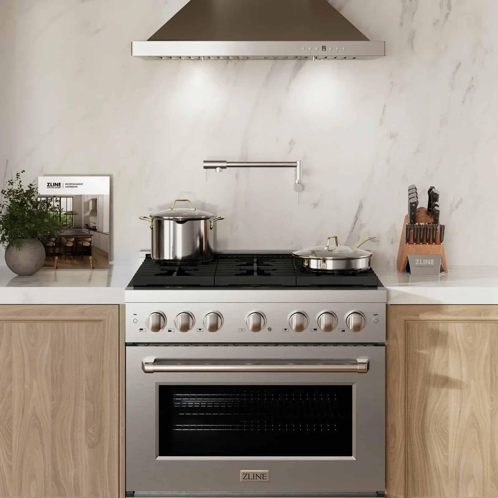 ZLINE Paramount 36 Inch Gas Range with Convection Oven and 6 Brass Burners, Stainless Steel (SGR-BR-36)