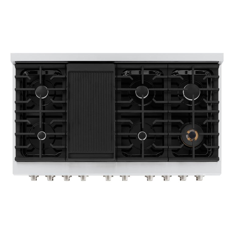 ZLINE Appliance Package - 48" Gas Range, Range Hood, 36" Refrigerator with Ice Maker, 24" Microwave Drawer and Dishwasher in Stainless Steel