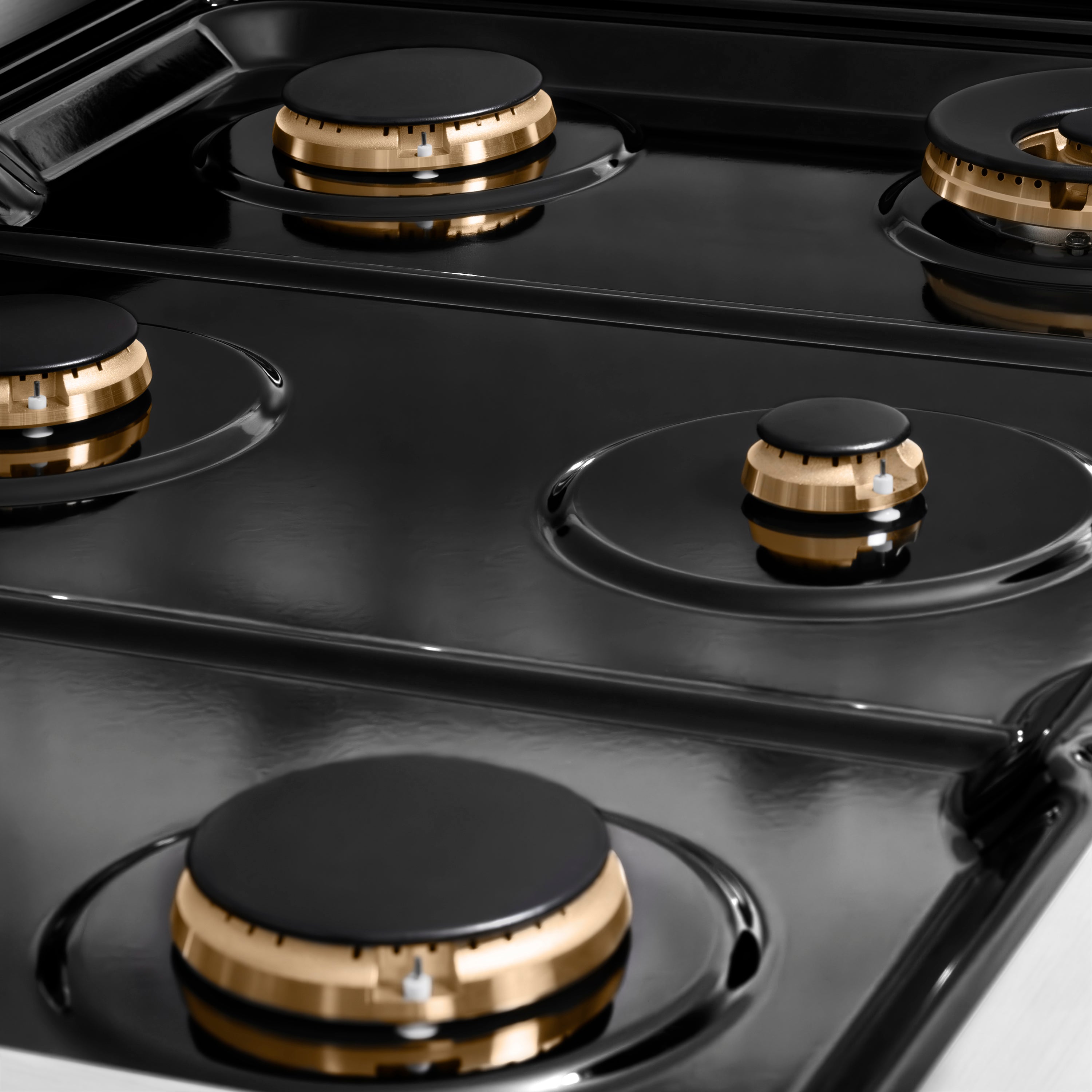 ZLINE 36 in. Gas Range 5.2 cu. ft. 6 Burner Cooktop Convection Oven Stainless Steel Champagne Bronze Helix Handle (SGRZ-36-KCB)