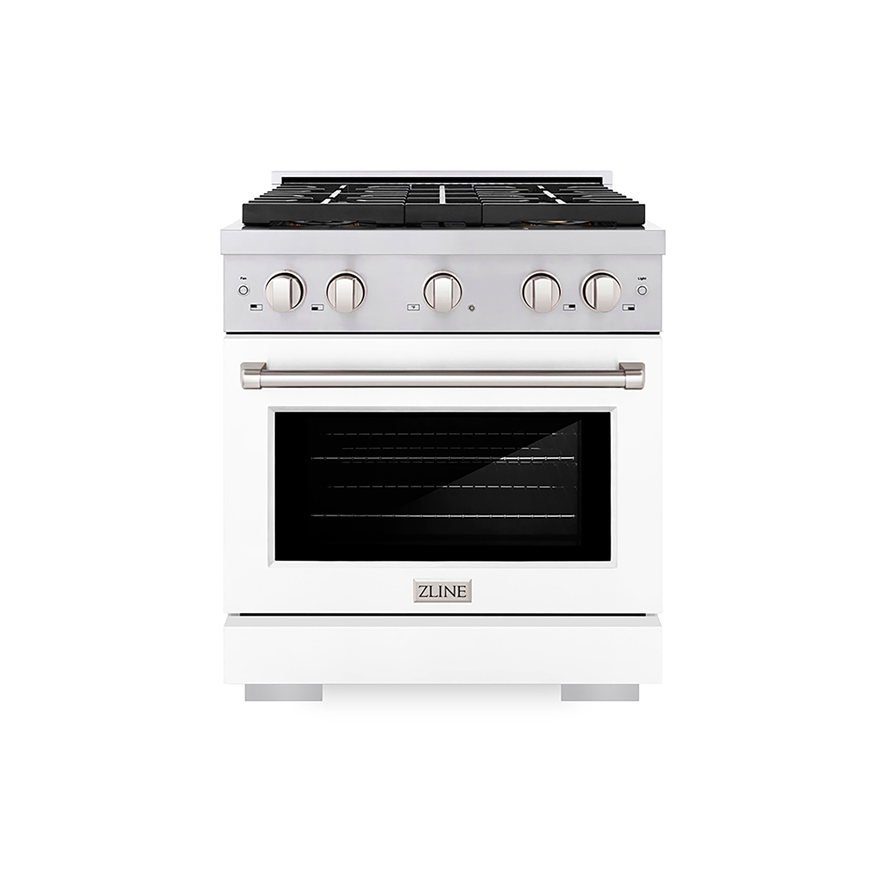 ZLINE 30 in. Gas Range 4.2 cu. ft. Convection Oven, 4 Burner DuoPro™ Cooktop, White Matte Door (PSGR-WM-30)