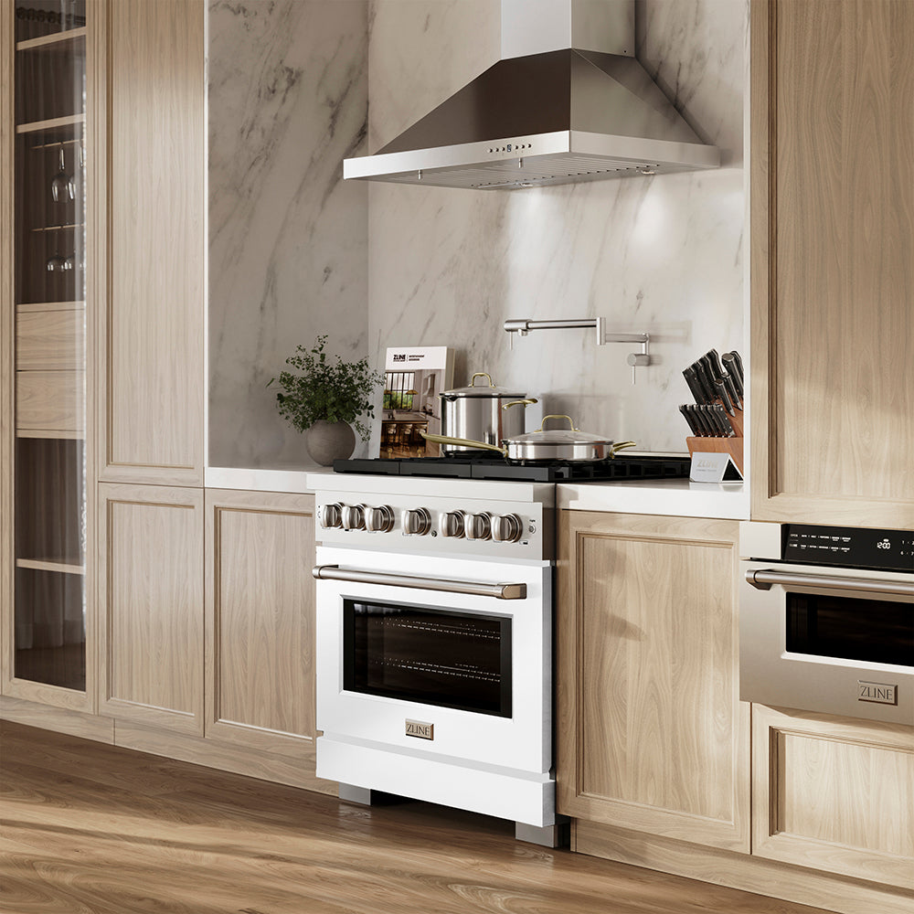 ZLINE 36 in. Gas Range 5.2 cu. ft. 6 Burner DuoPro™ Cooktop Convection Gas Oven White Matte Door (PSGR-WM-36)
