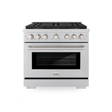 ZLINE 36 in. Gas Range 5.2 cu. ft. Convection Oven, 6 Burner DuoPro™ Cooktop, Stainless Steel (PSGR36)
