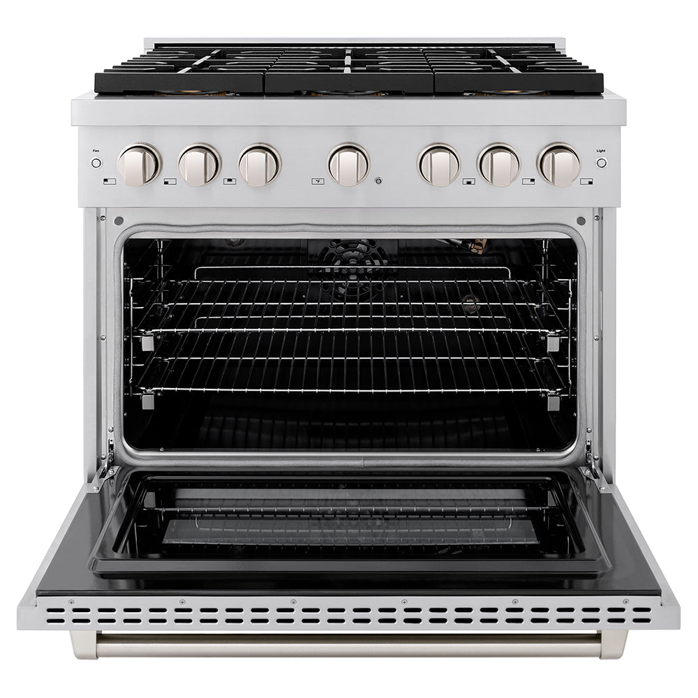 ZLINE 36 in. Gas Range 5.2 cu. ft. Convection Oven, 6 Burner DuoPro™ Cooktop, Stainless Steel (PSGR36)