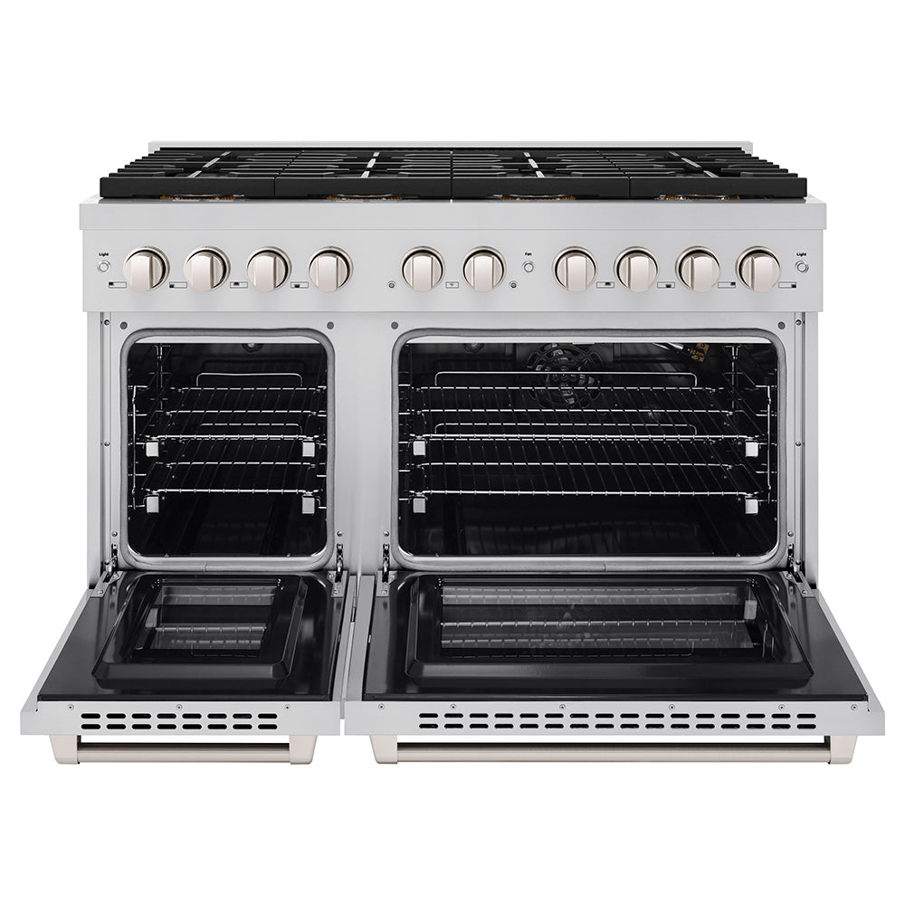 ZLINE 48 in. Gas Range 6.7 cu. ft. Dual Ovens 8 Burner DuoPro™ Cooktop Stainless Steel (PSGR48)