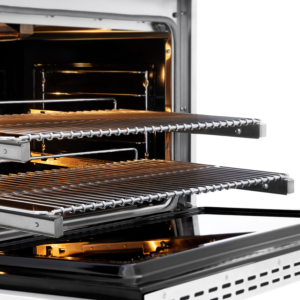 ZLINE 36 in. Gas Range 5.2 cu. ft. 6 Burner DuoPro™ Cooktop Convection Gas Oven White Matte Door Matte Black Accents (PSGRZ-WM-36-MB)
