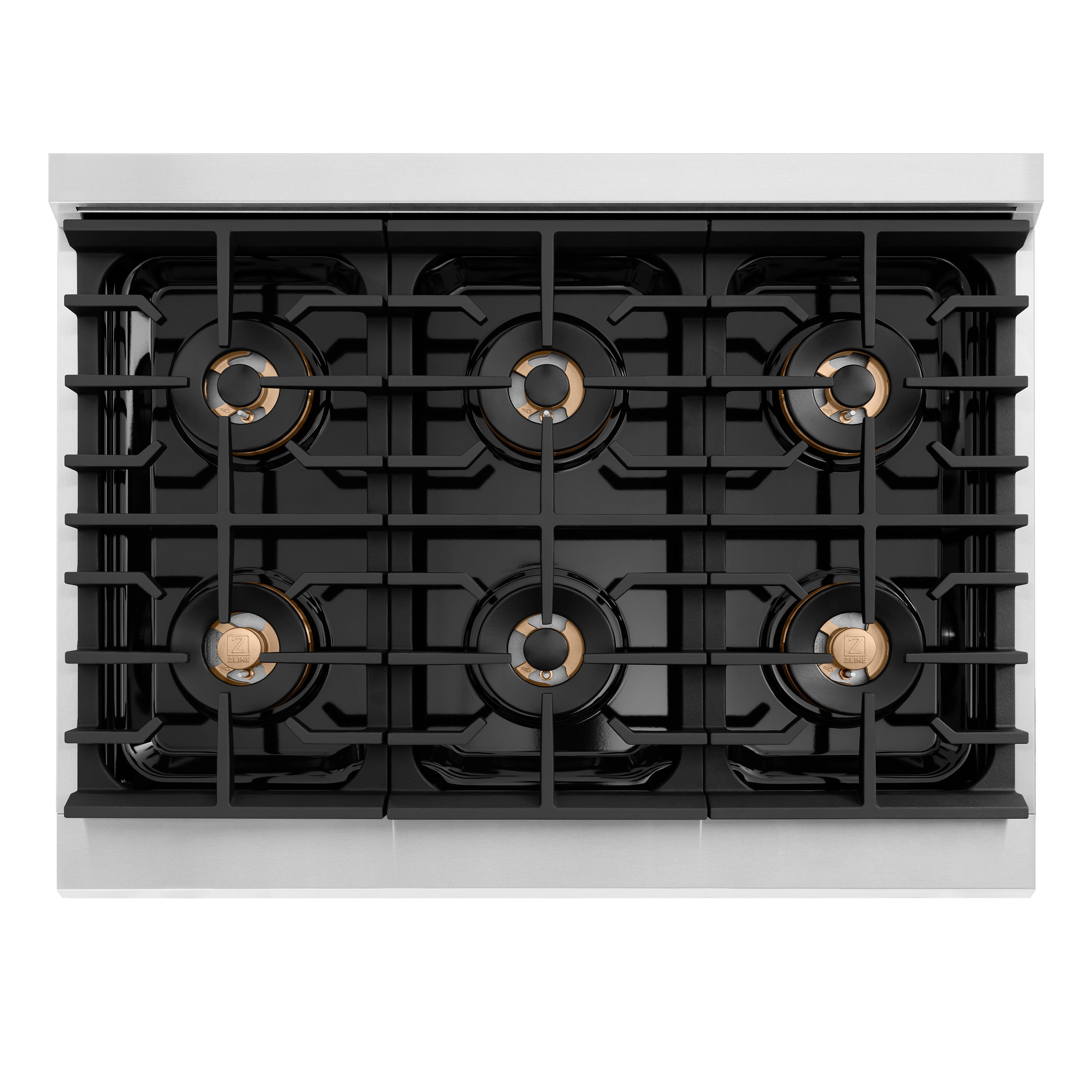 ZLINE 36 in. Gas Range 5.2 cu. ft. 6 Burner DuoPro™ Cooktop Convection Oven Stainless Steel Polished Nickel Helix Handle (PSGRZ-36-KPN)
