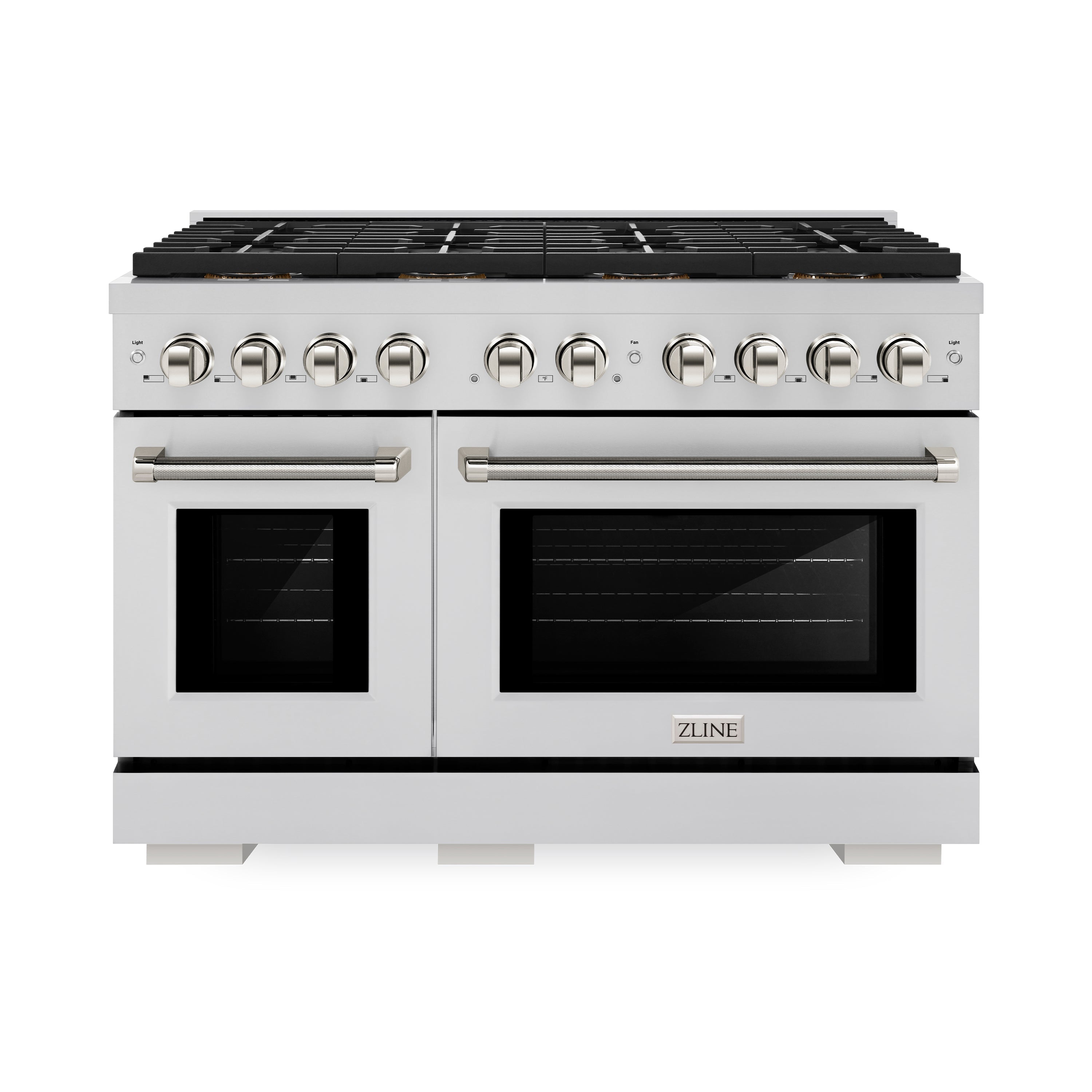 ZLINE 48 in Gas Range 6.7 cu ft 8 Burner DuoPro Cooktop Dual Oven Stainless Steel Polished Nickel Helix Handles (PSGRZ-48-KPN)