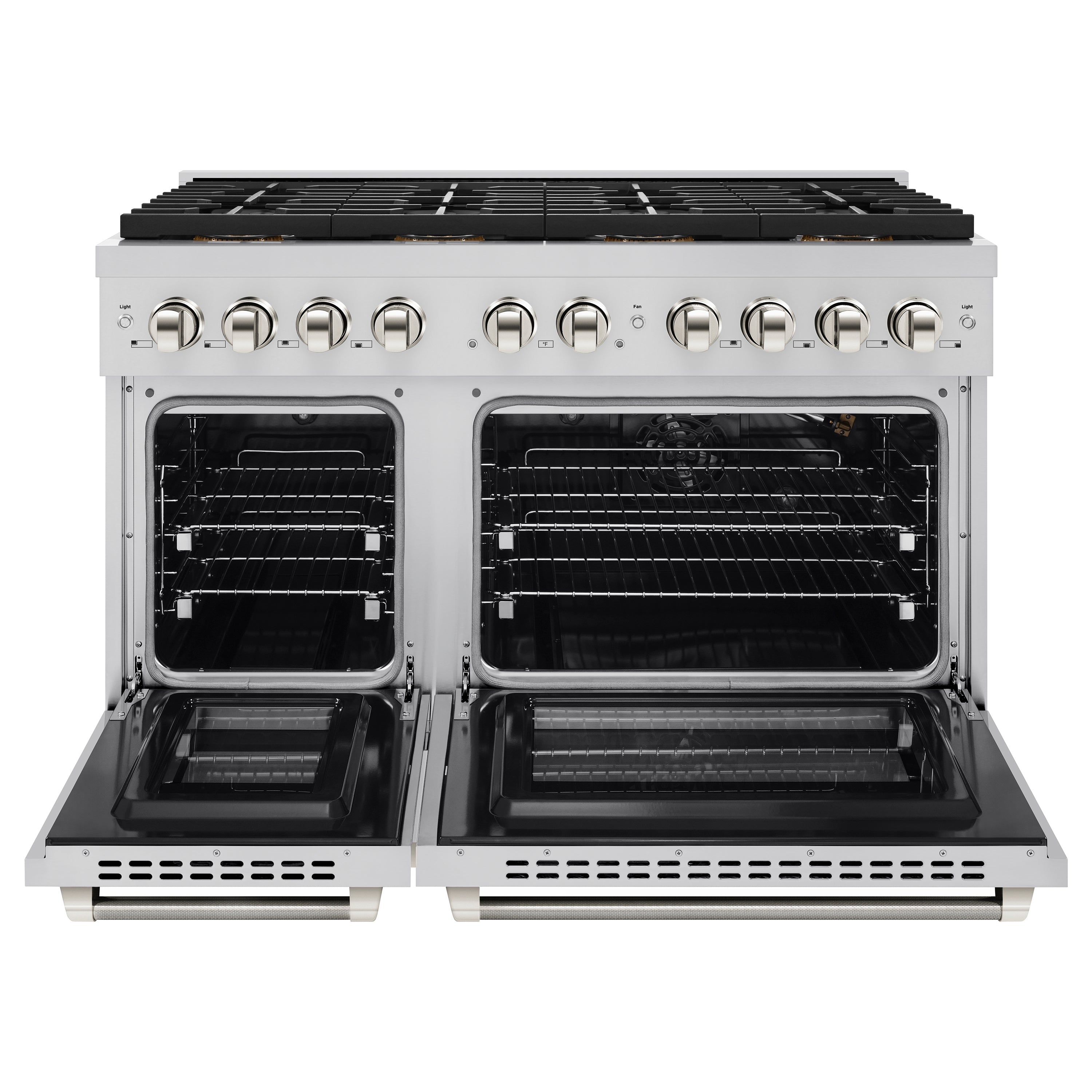 ZLINE 48 in Gas Range 6.7 cu ft 8 Burner DuoPro Cooktop Dual Oven Stainless Steel Polished Nickel Helix Handles (PSGRZ-48-KPN)