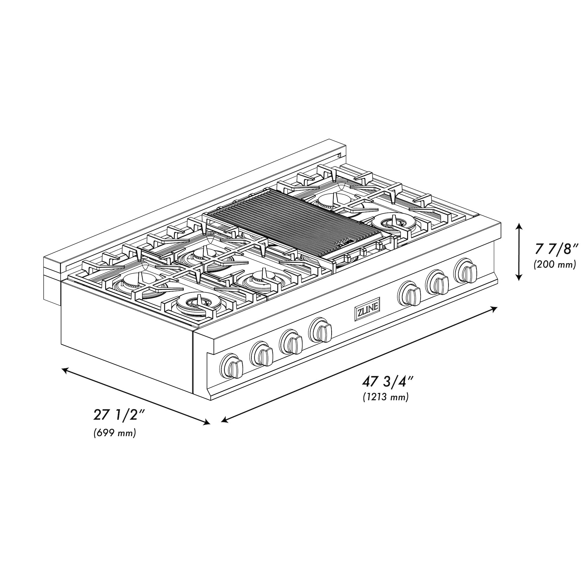 ZLINE 48 in. Rangetop with 7 Gas Burners, RT48
