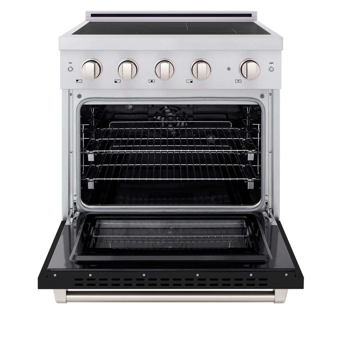 ZLINE 30 in. Induction Range 4.2 cu. ft. Electric Convection Oven 4 Elements Stainless Steel Black Matte Door (SINR-BLM-30)