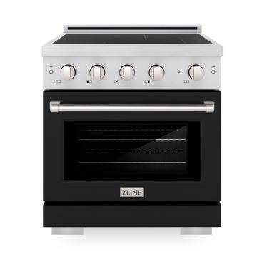 ZLINE 30 in. Induction Range 4.2 cu. ft. Electric Convection Oven 4 Elements Stainless Steel Black Matte Door (SINR-BLM-30)