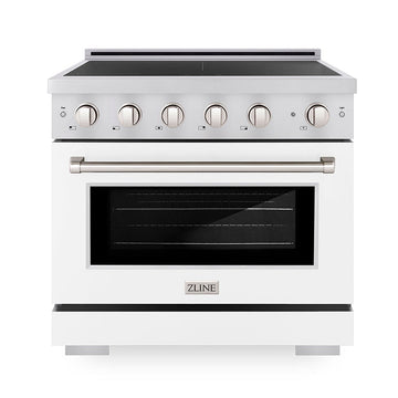 ZLINE 36 in. Induction Range 5.2 cu. ft. 5 Element Cooktop Electric Convection Oven Stainless Steel White Matte Door (SINR-WM-36)